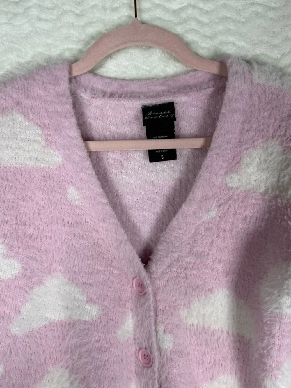 Fuzzy Pink Cloud Cardigan Sweater for Kids